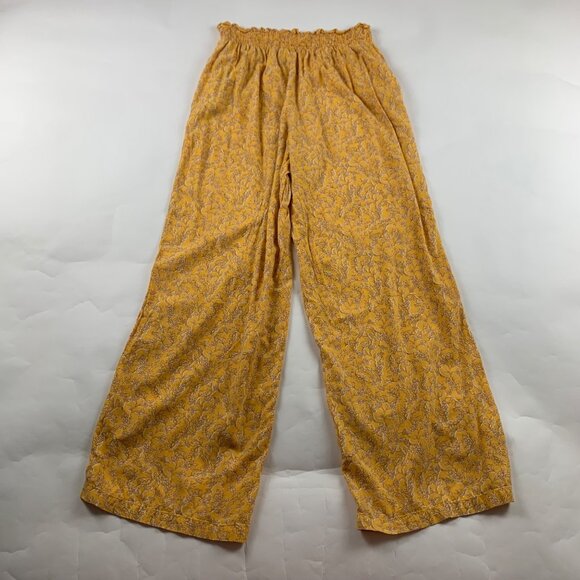 TALL Old Navy Yellow Floral Lightweight Challis Smocked Waist Lounge Pant MT - Picture 5 of 6